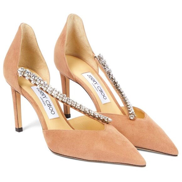 UNUSED! BRAND NEW CONDITION Jimmy Choo Bee 85 Embellished Suede Pumps - Picture 1 of 9